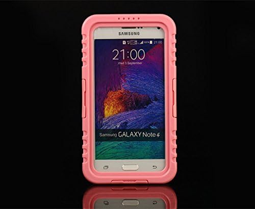 ULIKE (TM) Samsung Galaxy Note 4 Full Body Skin Protective Case,Armor Defender IP-68 Ultra Water Resistant Waterproof Shockproof Crashproof Dustproof Ocean Proof Dirt Proof Snow Proof Sand Proof Heavy Duty Crystal Bumper Hard Protective Case Cover with Hand Strap lanyard for Samsung Galaxy Note 4 N9100 (Pink)