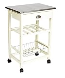 Ethos Stag Kitchen Trolley with Stainless Steel Top, Cream
