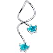Star Zircon Blue CZ Super Spiral Twister Belly Ring