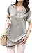 V28® Women's Short Sleeve Semi Sheer Loose V Neck Shirt with Batwing Tunic Top