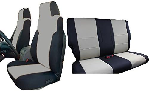 INNOCESSORIES Jeep Wrangler Neoprene Seat Covers Combo Set fit for 2003-2006 Jeep Wrangler Tj Tan/Black