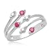 10k White Gold Created Ruby with Diamond Bypass Ring