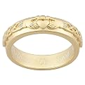 Personalized Gold over Sterling Silver Engraved Claddagh Wedding Band