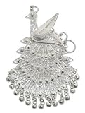 Sterling Silver Filigree Brooch, 'Royal Peacock' 1.8 W 2.8 L
