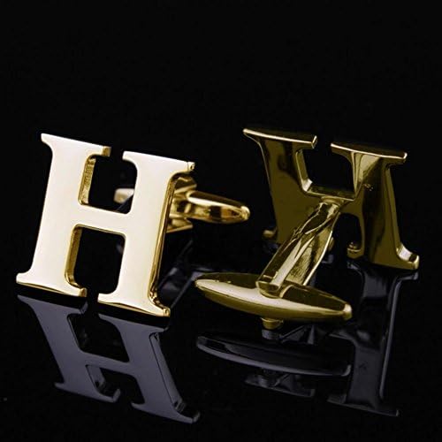 PUIPUINA Classic Men's Cuff Links (Alphabet Letter) French gold Cufflinks Cuff Links (H)