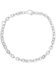 14k White Gold, Hollow Light Weight Rolo Cable Link Kids Children Bracelet