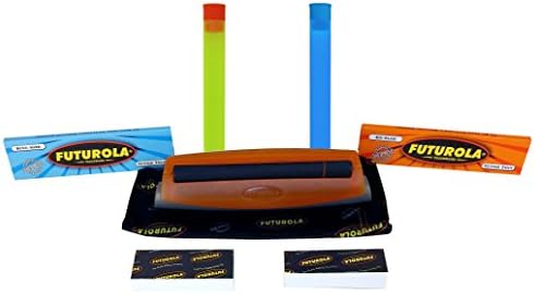 Bundle - 7 Items - Futurola King Size Rolling Machine with Papers, Tips and RPD Doob Tubes - Orange