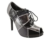 SNAKE PATCHWORK PEEP TOE BOOTIE