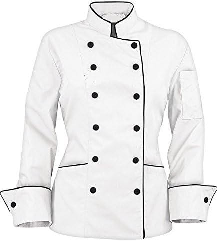 Long Sleeves Women's Ladies Chef's Coat Jacket (S, White)