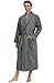 Alexander Del Rossa Mens Lightweight Cotton Robe, XL Steel Gray with Black Piping (A0715STLXL)