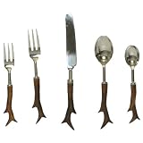Decorative 5 Piece Place Setting With Horn Shaped Resin Handle by Traders and Company
