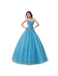 Sweetheart Beaded Lace-Up   Satin/Tulle  Ball Gown Prom Dress/Quinceanera Dress/Party Dress  with a Brush/Sweep Train  With Rhinestones