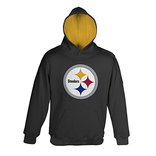 Youth Pittsburgh Steelers Black Primary Embroidered Hoodie Sweatshirt