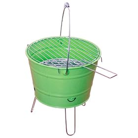 Mini gril au carbone, Seau grille pour camping, Jeu de plein air, Barbecue portable au carbone, couleur verte, So-OGR02-GR