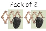 Set Of 2 Wood Expandable Hat, Cap, Belt, Umbrella Wall Racks w/ Pegs