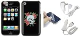 3n1 Combo - Skull #2 Designer Snap-On Case Cover - Bundled with Screen Protector Shield - 12v Rapid Premium Car Charger and Home Travel Wall AC Adapter Charger ALL for Apple iPhone 4gb 8gb 16gb 1st Generation ONLY (iPhone NOT included)