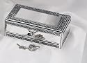 ANTIQUE SILVER JEWELRY BOX WITH JEWELED LOCK