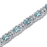 41Sh z59fsL. SL160  Antique Styling 8.50 carats total weight Oval Cut Swiss Blue Topaz Gemstone Bracelet in Sterling Silver Rhodium Finish