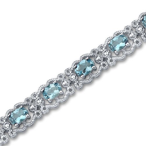 Antique Styling 8.50 carats total weight Oval Cut Swiss Blue Topaz Gemstone Bracelet in Sterling Silver