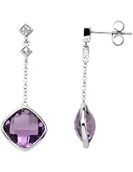 14K White Gold Amethyst and Diamond Earrings -- LIFETIME WARRANTY