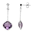 14K White Gold Amethyst and Diamond Earrings