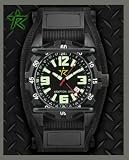 Rogue Warrior Red Cell Black Velcro Band 200M GMT Watch with Extra Black Silicone Band