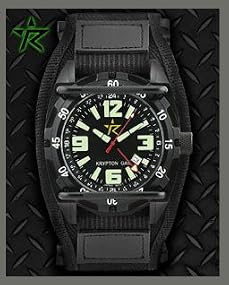 Rogue Warrior Red Cell Black Velcro Band 200M GMT Watch with Extra Black Silicone Band