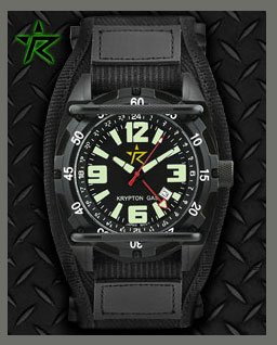 Rogue Warrior Red Cell Black Velcro Band 200M GMT Watch with Extra Black Silicone Band