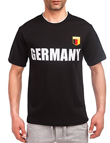 24brands Herren EM T-Shirt Kurzarm Sport Trikot Fussball Länder Italien Deutschland – 3048, Größe:XXXL;Farbe:Deutschland Schwarz