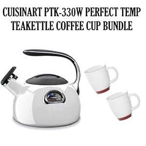 Cuisinart Ptk-330w Perfectemp Teakettle with Two Halo Bistro Wide Body Coffee Cup by Cuisinart