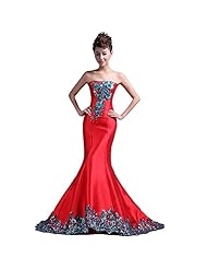 Strapless Satin  Evening Dress  with a Brush/Sweep Train  With Rhinestones