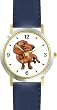 Dachshund (Shorthaired) Dog - WATCHBUDDY&reg; DELUXE TWO-TONE THEME WATCH - Arabic Numbers - Blue Leather Strap-Children's Size-Small ( Boy's Size & Girl's Size )