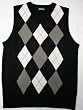 Argyle Sweater Vest - Black : Large