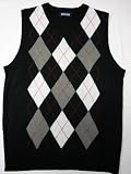 Argyle Sweater Vest – Black : Medium