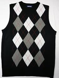 Argyle Sweater Vest - Black : Medium