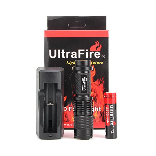 UltraFire Cree XML L2 T6 LED Zoomable Flashlight Torch Lamp 18650 KIT SK98 (Black)