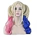 Z-Cosplay Harley Quinn Cosplay Wig with 2 Pigtails