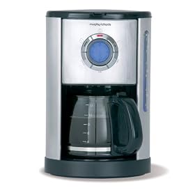 Morphy Richards 47076 Coffee Maker Stainless Steel 12 Cups Digital Timer, Black