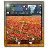 Tulip Farm Painting - 6x6 Desk Clock