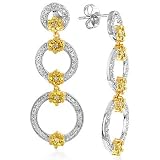 14K Two Tone 0.75 Carat Diamond Drop Earrings