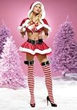 Sexy Santa Mrs Claus Costume With Candy Cane Accent by Leg avenue