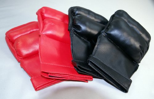 Fingerless Mixed Martial Arts Grappling Gloves - Red Black Set XL