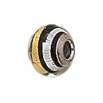 Zable(tm) Sterling Silver Black Gold/Silver Stripe Murano Glass Bead / Charm