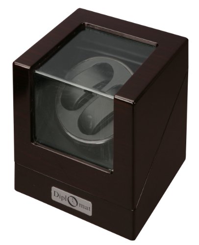 Diplomat 31-423 Ebony Wood Finish with Black Leather Interior and 4 Program Settings  Watch Winder
