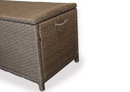 BAÚL PARA ALMACENAJE/BANCO CON COJÍN DE RATÁN Y MIMBRE PARA JARDÍN Y