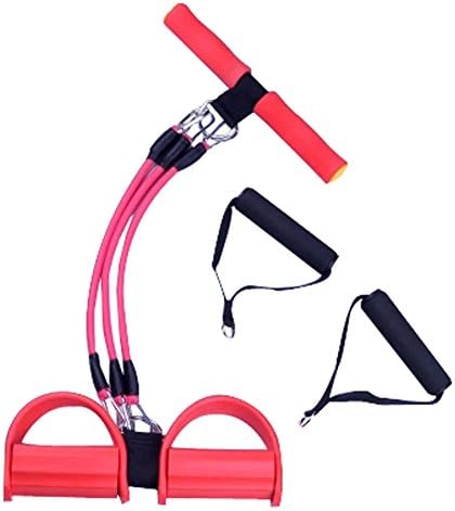 Pedal Resistance Exercising Bands Set of Three Anti-Snap Latex Tension Fit for Situps Stretching and Chest Expander by Andarem-Red