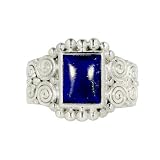 Sterling Silver Scroll Design Lapis Ring by Sajen