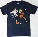 Naruto Vs Sasuke Shippuden Navy Blue Adult T-shirt