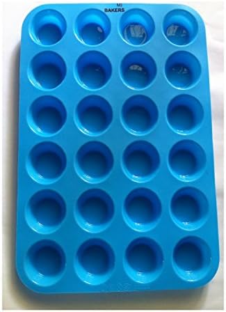 MJBAKERS Mini Muffin Pan- 24 Cups Premium Perfect Portion Control Baking Pans- Non Stick- Food Grade Siicone Mold Heat Resistant Bakeware - Dishwasher, Oven &amp; Freezer Safe In Vibrant Blue