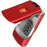 AT&T Cingular Motorola MOTORAZR Razr V3xx Snap-On Red Rubberized Texture Crystal Case Cover with Removable Belt Clip